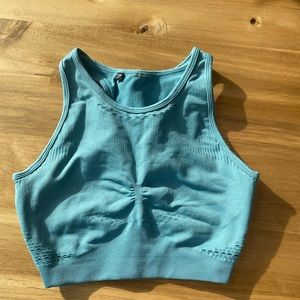 Gymshark Flawless Knit sports bra in Sea Blue